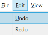 A screenshot showing the Undo/Redo buttons in the Edit menu.